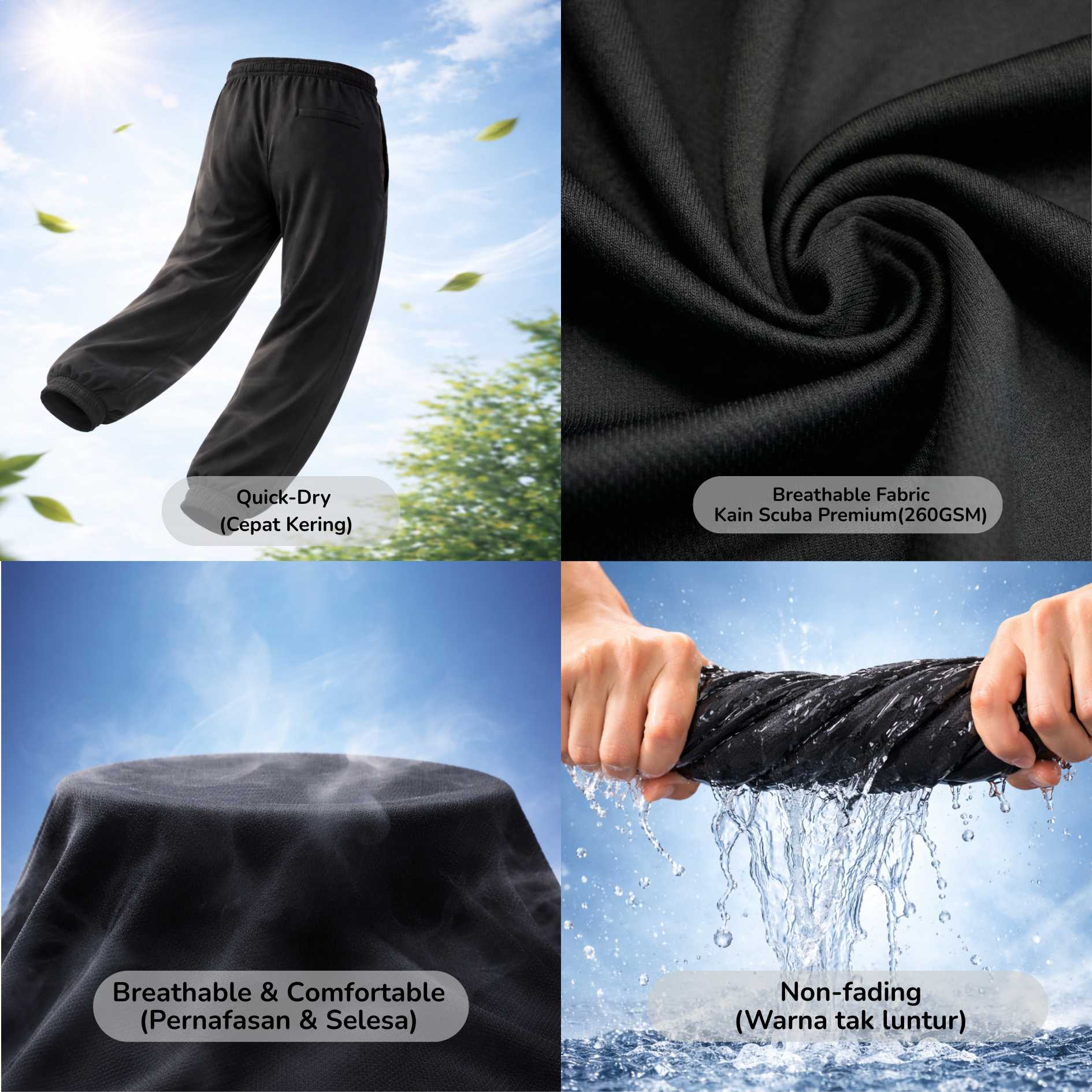 PT Seluar Latihan Scuba Premium Kaki Cekak Tracksuit Sukan Sekolah Unisex Kids Training Pants 552