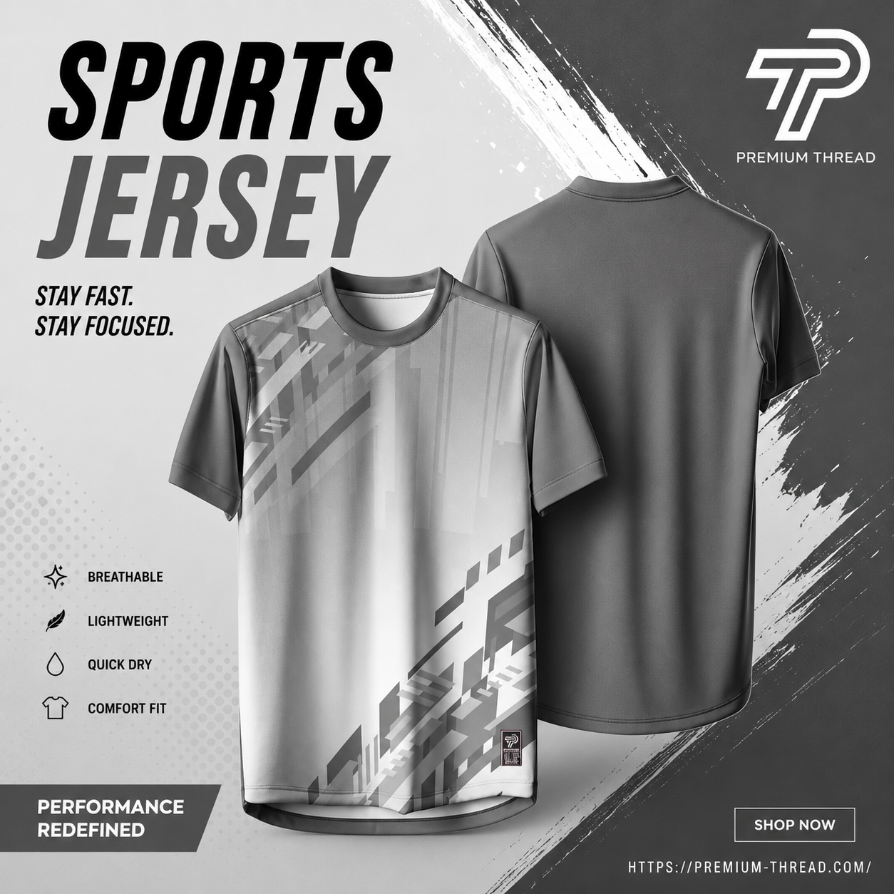2026 Premium Sublimation Jersey Unisex | Quick Dry Breathable Microfiber Sportswear (014 LIGHT GREY)