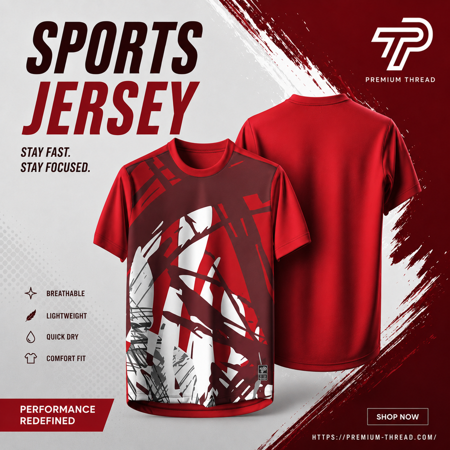 2026 Premium Sublimation Jersey Unisex | Quick Dry Breathable Microfiber Sportswear (016 RED)
