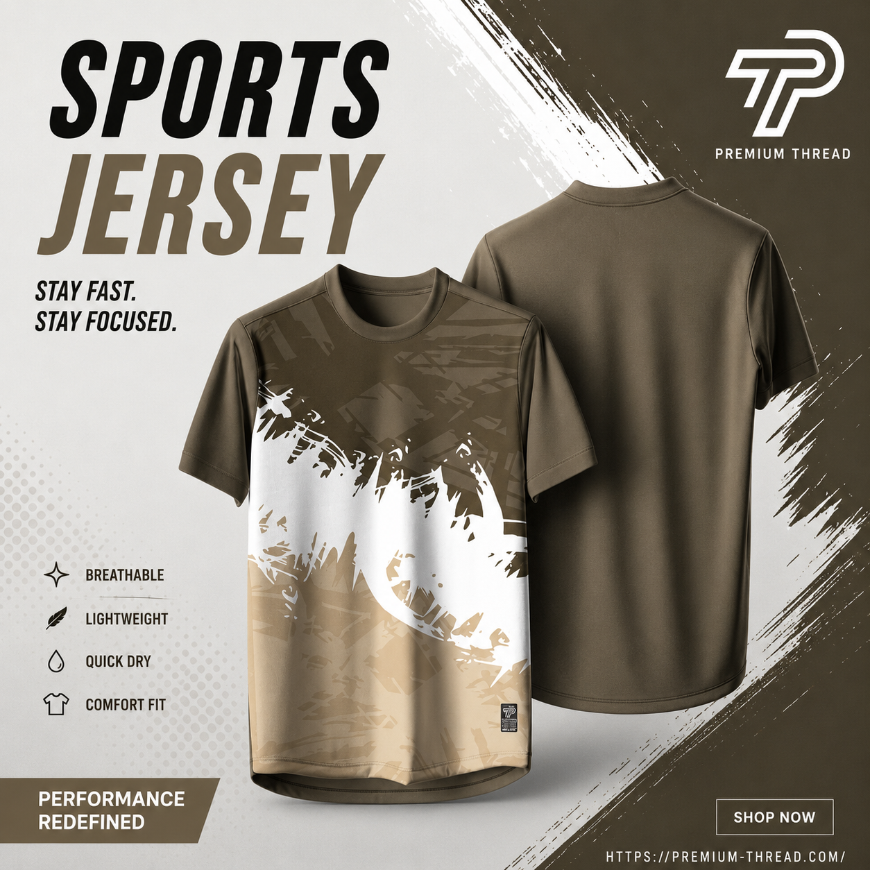 2026 Premium Sublimation Jersey Unisex | Quick Dry Breathable Microfiber Sportswear (018 KHAKI)