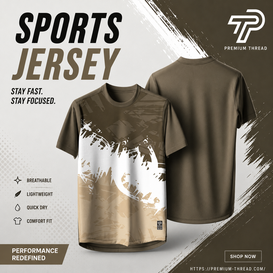 2026 Premium Sublimation Jersey Unisex | Quick Dry Breathable Microfiber Sportswear (018 KHAKI)