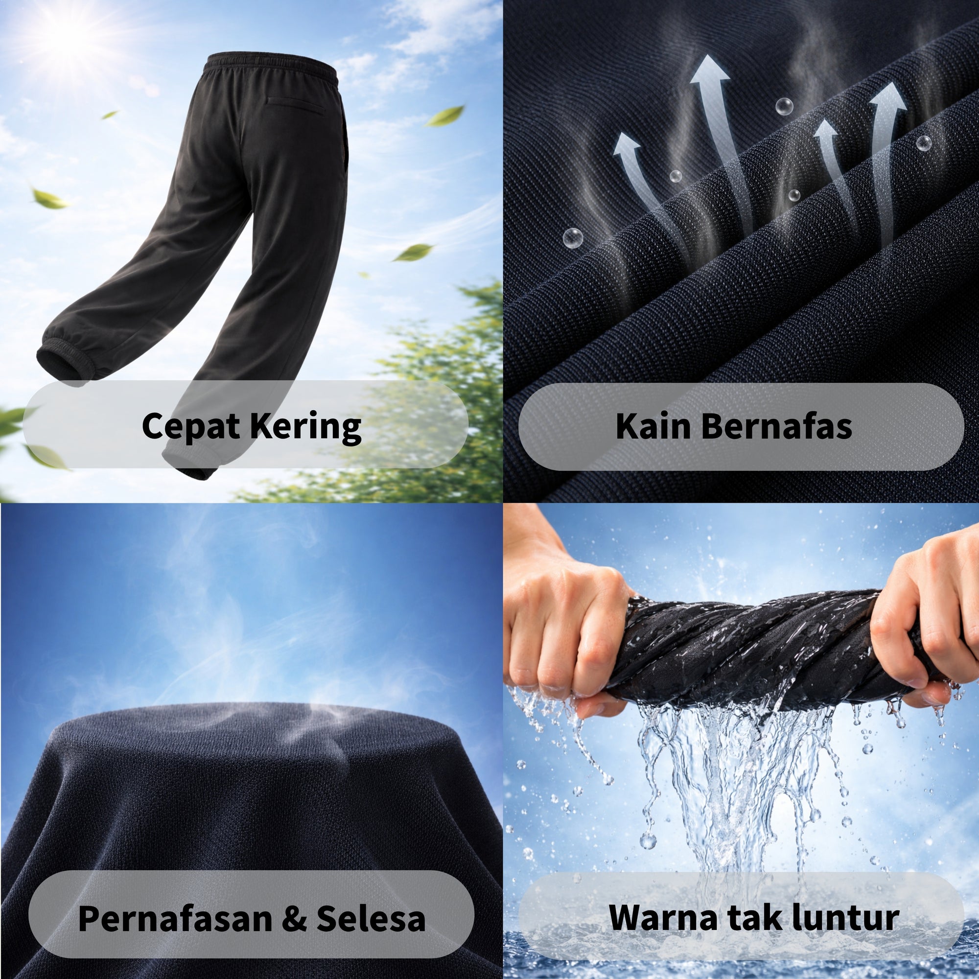 Seluar Track Tricot Kaki Cekak | TrackSuits Unisex Budak Dan Dewasa Hitam & Biru Gelap (771)