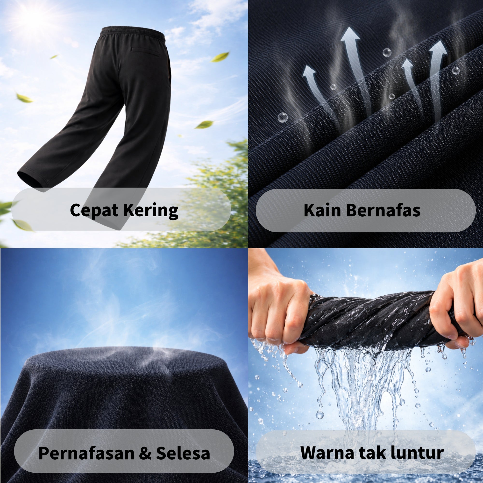 Seluar Track Tricot Kaki Biasa | TrackSuits Unisex Budak Dan Dewasa Hitam & Biru Gelap (881)