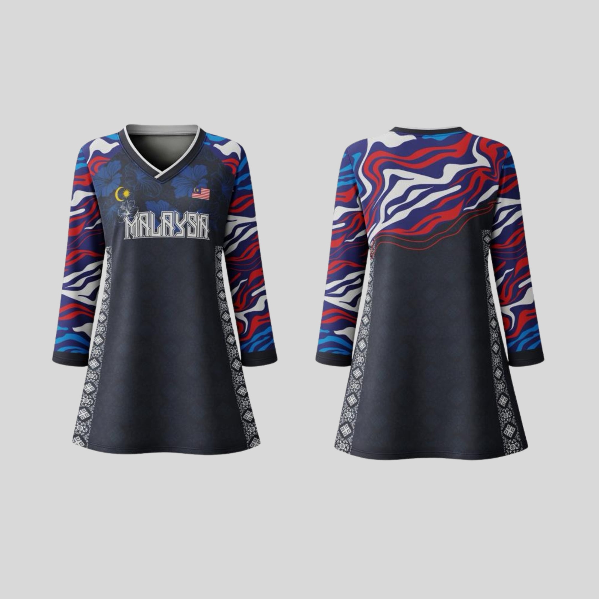 Baju Jersey Family 🇲🇾 Merdeka Malaysia Premium Unisex Microfiber | Jersi Merdeka Muslimah Lengan Panjang | Baju Tema Hari Kebangsaan Jalur Gemilang 022/030