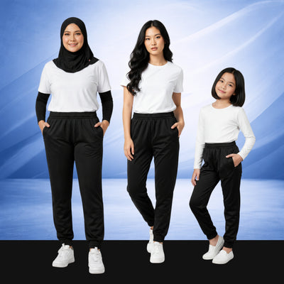 Seluar Track Tricot Kaki Cekak | TrackSuits Unisex Budak Dan Dewasa Hitam & Biru Gelap (771)