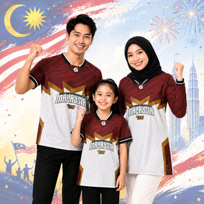 Baju Jersey Family 🇲🇾 Merdeka Malaysia Premium Unisex Microfiber | Jersi Merdeka Muslimah Lengan Panjang | Baju Tema Hari Kebangsaan Jalur Gemilang 021/029