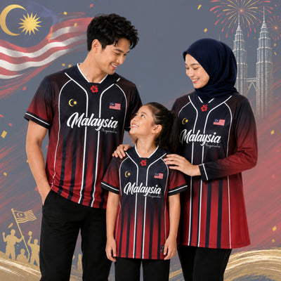 Baju Jersey Family 🇲🇾 Merdeka Malaysia Premium Unisex Microfiber | Jersi Merdeka Muslimah Lengan Panjang | Baju Tema Hari Kebangsaan Jalur Gemilang 020/028