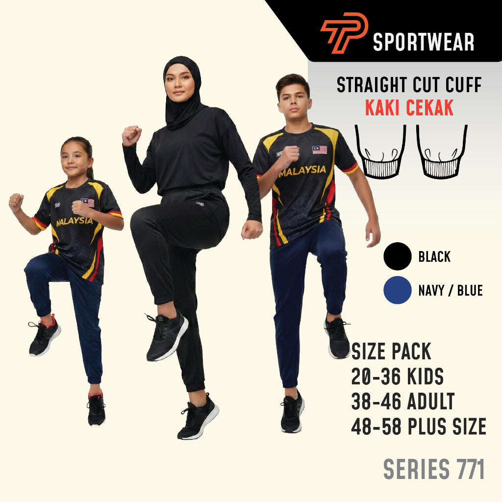 Seluar Track Tricot Kaki Cekak | TrackSuits Unisex Budak Dan Dewasa Hitam & Biru Gelap (771)
