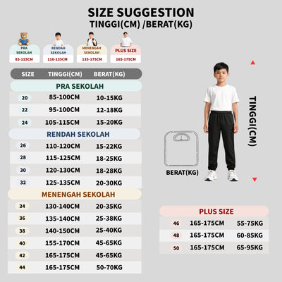 Tracksuit Scuba Kaki Biasa Unisex Budak / Dewasa Seluar Track Budak Lelaki Plain Hitam / Sekolah Dan Sukan Seluar trek scuba budak 772 Premium Thread