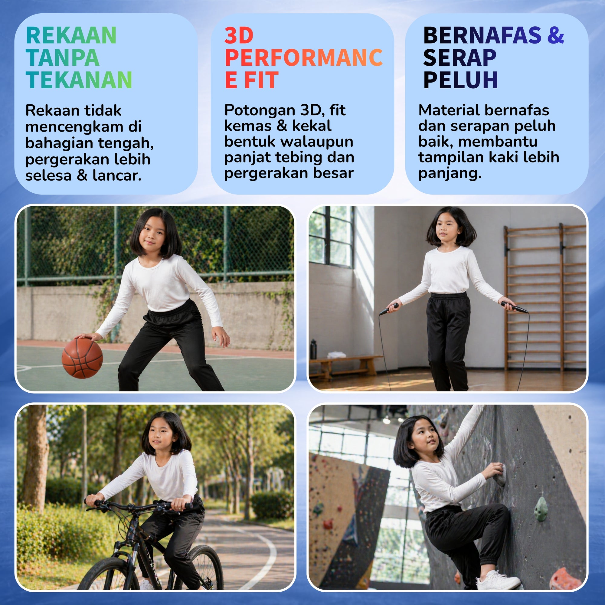 Seluar Track Tricot Kaki Biasa | TrackSuits Unisex Budak Dan Dewasa Hitam & Biru Gelap (881)