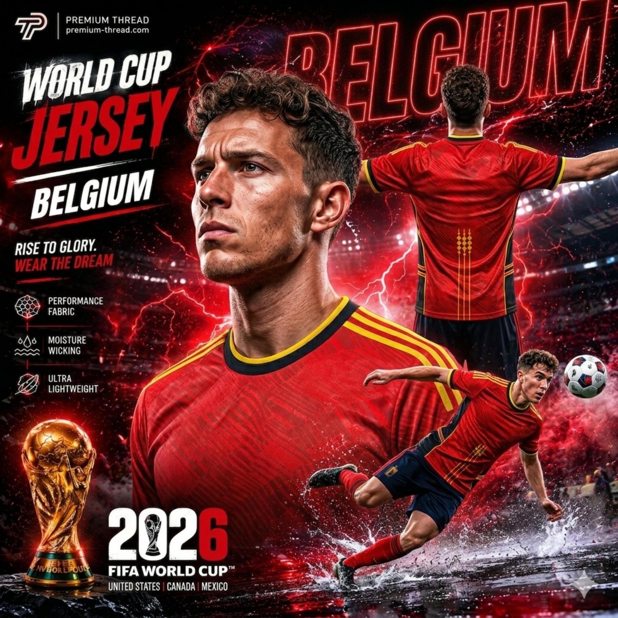 World Cup 2026 Belgium Football Jersey Unisex Premium Microfiber Quick Dry Breathable Sports Shirt Futsal Gym Running Ready Stock Malaysia 005