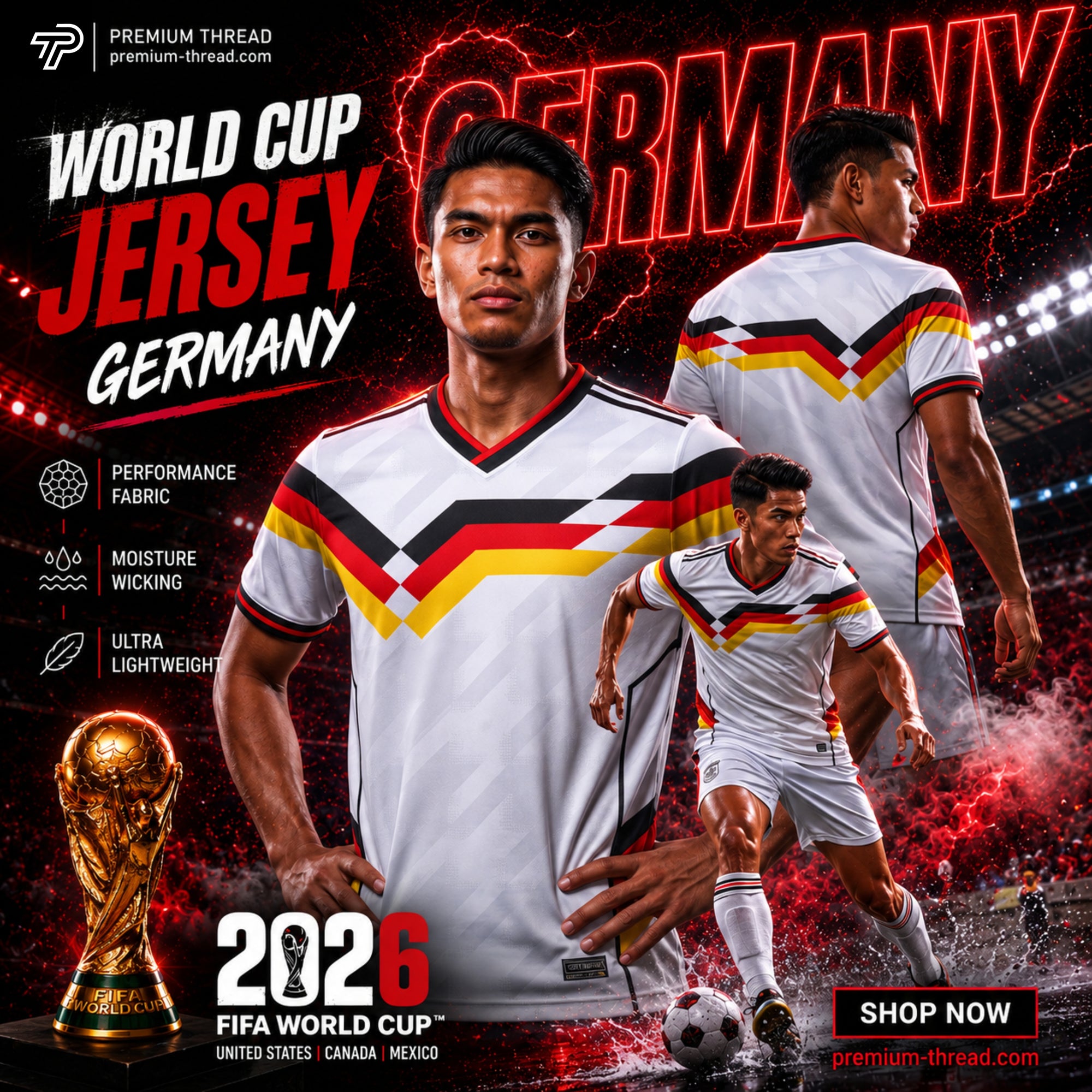 World Cup 2026 Germany Football Jersey Unisex Premium Microfiber Quick Dry Breathable Sports Shirt Futsal Gym Running Ready Stock Malaysia 002