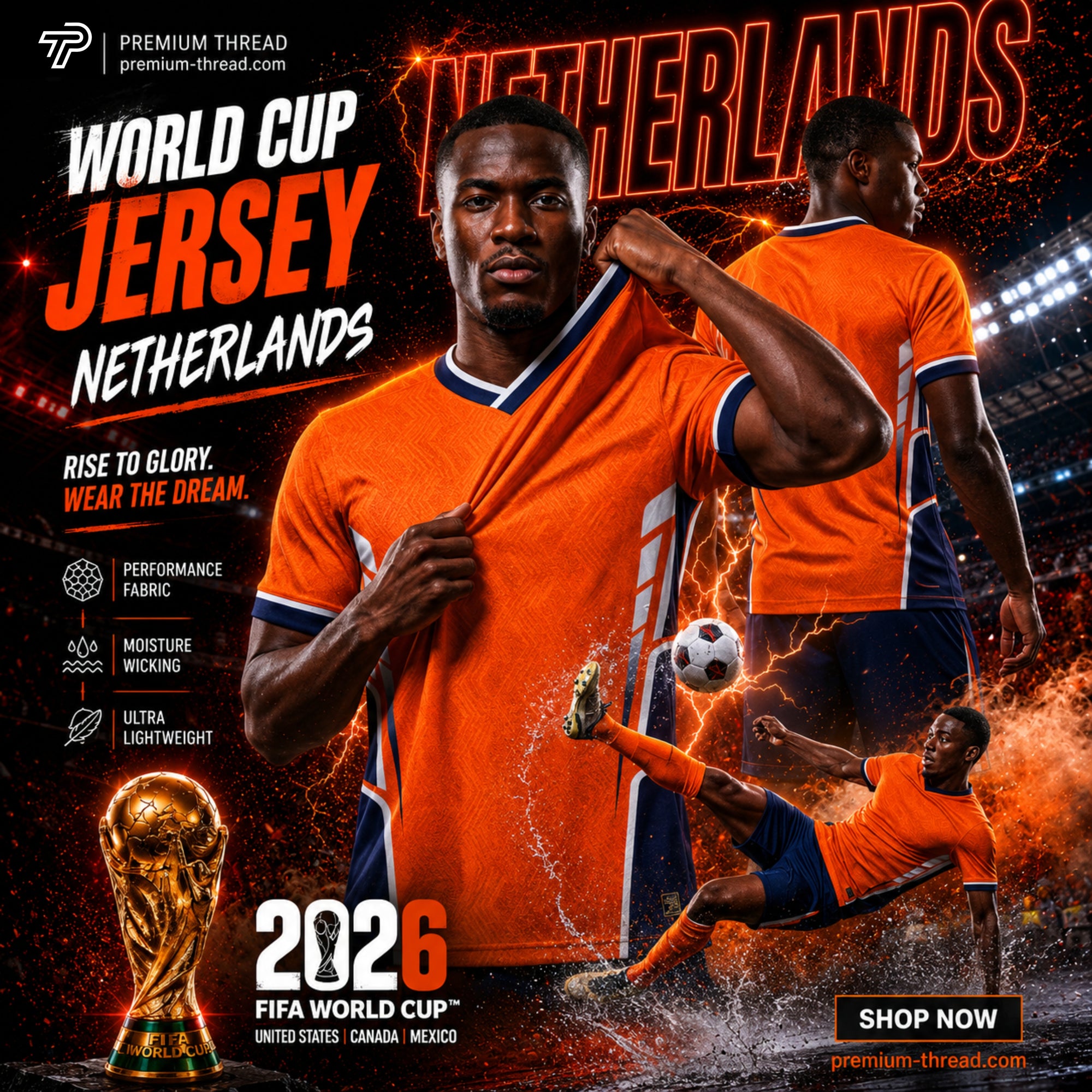 World Cup 2026 Netherlands Football Jersey Unisex Premium Microfiber Quick Dry Breathable Sports Shirt Futsal Gym Running Ready Stock Malaysia 009
