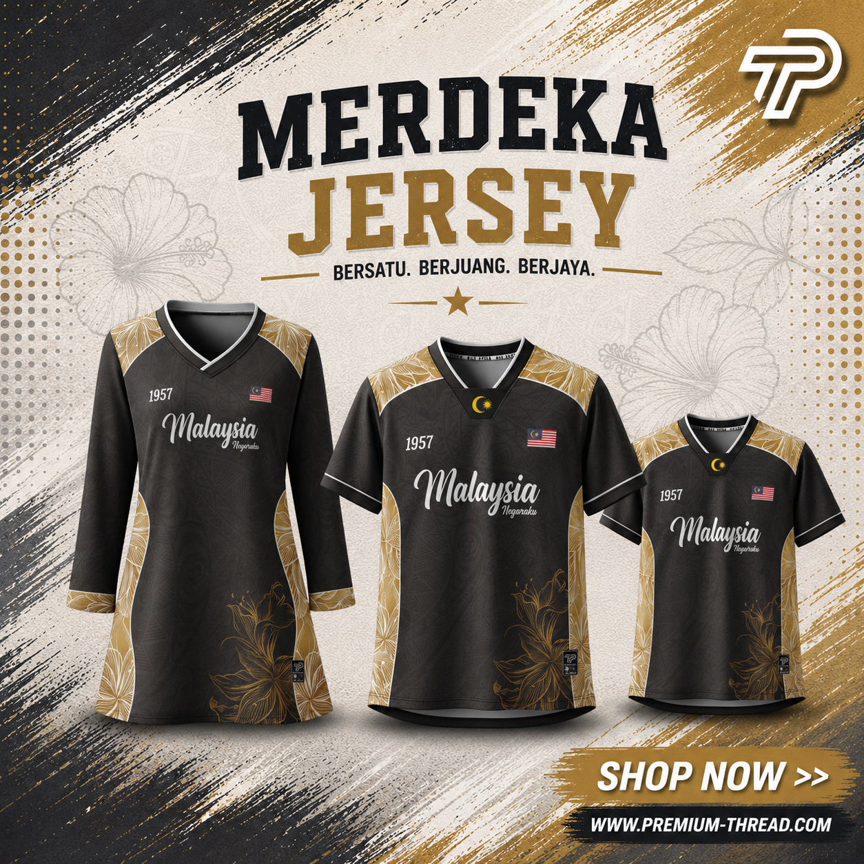 Baju Jersey Family 🇲🇾 Merdeka Malaysia Premium Unisex Microfiber | Jersi Merdeka Muslimah Lengan Panjang | Baju Tema Hari Kebangsaan Jalur Gemilang 026/034