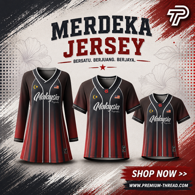 Baju Jersey Family 🇲🇾 Merdeka Malaysia Premium Unisex Microfiber | Jersi Merdeka Muslimah Lengan Panjang | Baju Tema Hari Kebangsaan Jalur Gemilang 020/028