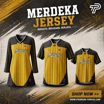 Baju Jersey Family 🇲🇾 Merdeka Malaysia Premium Unisex Microfiber | Jersi Merdeka Muslimah Lengan Panjang | Baju Tema Hari Kebangsaan Jalur Gemilang 027/035