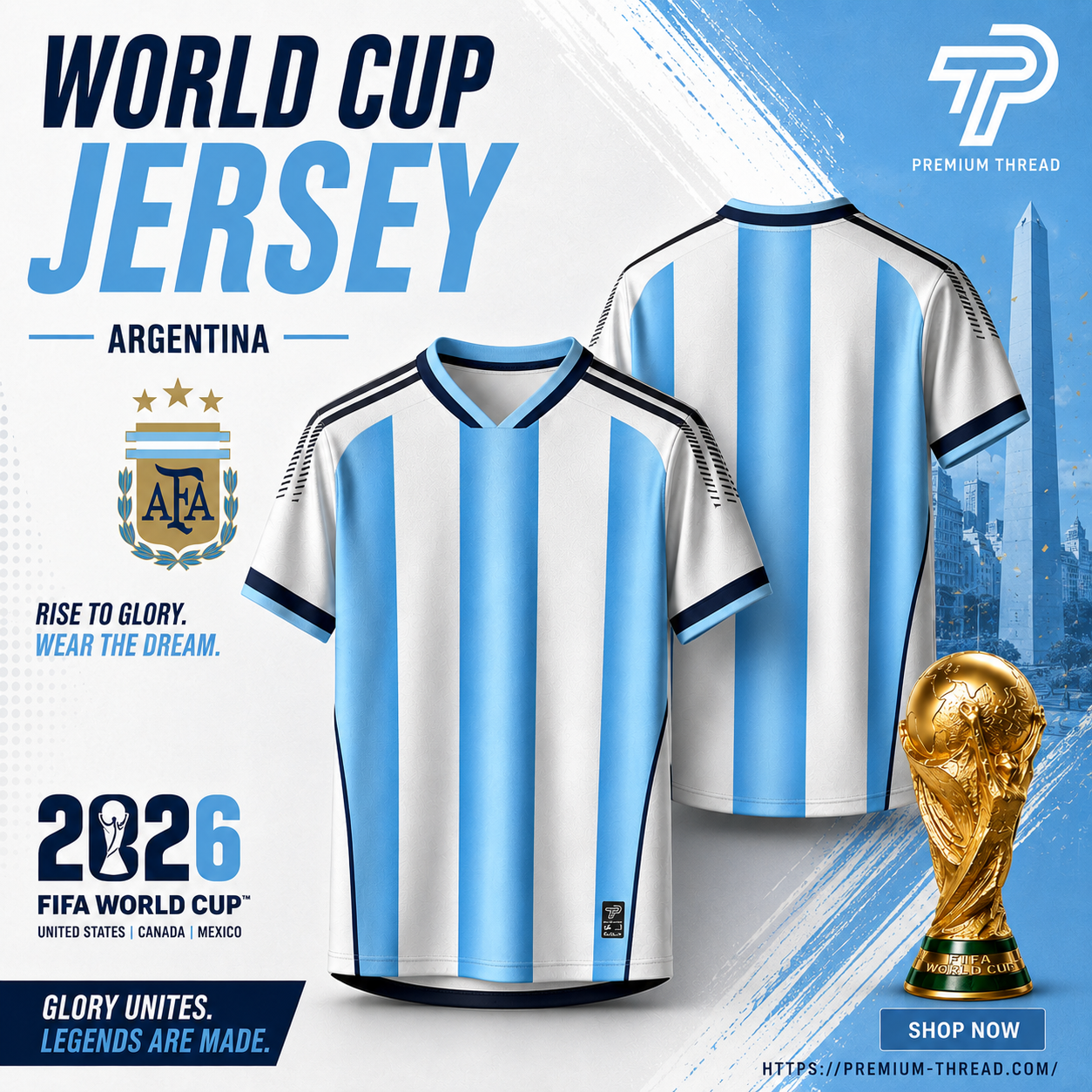 World Cup 2026 Argentina Football Jersey Unisex Premium Microfiber Quick Dry Breathable Sports Shirt Futsal Gym Running Ready Stock Malaysia 001