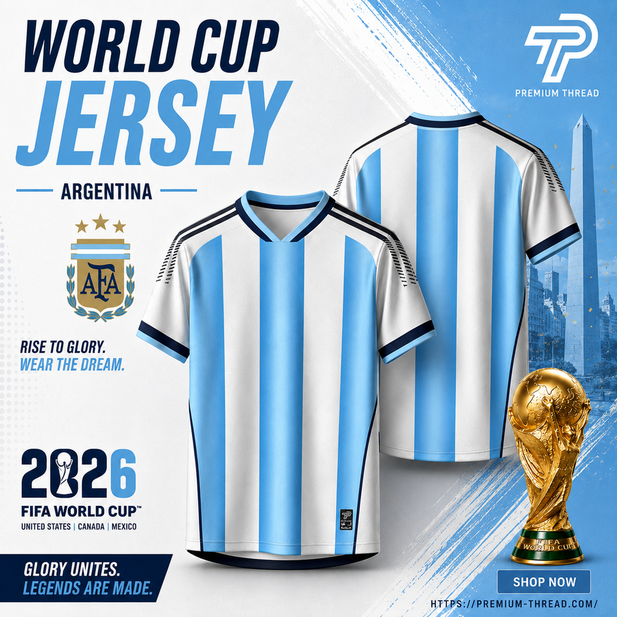 World Cup 2026 Argentina Football Jersey Unisex Premium Microfiber Quick Dry Breathable Sports Shirt Futsal Gym Running Ready Stock Malaysia 001