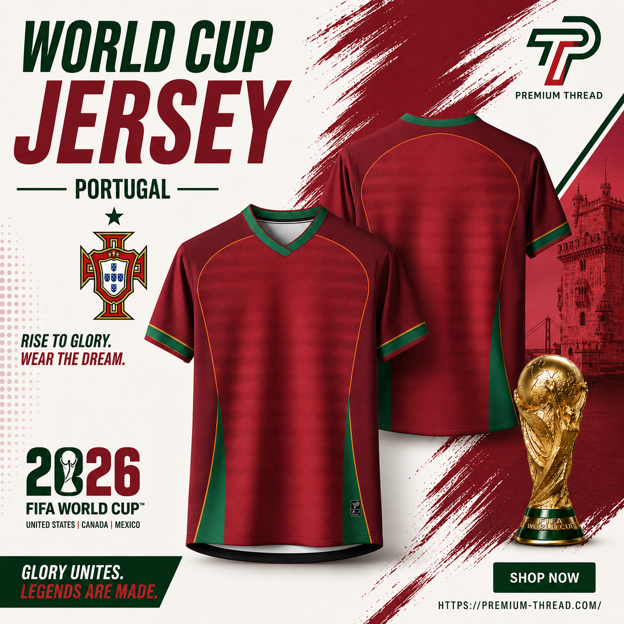 World Cup 2026 Portugal Football Jersey Unisex Premium Microfiber Quick Dry Breathable Sports Shirt Futsal Gym Running Ready Stock Malaysia 003