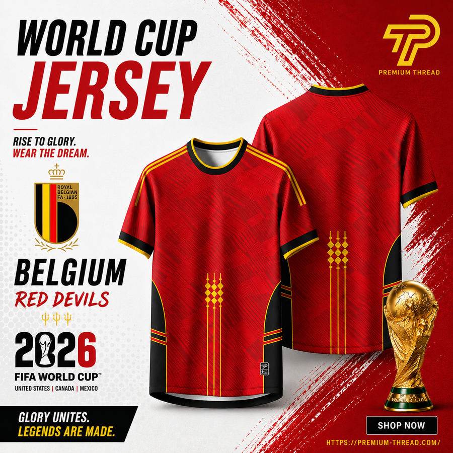 World Cup 2026 Belgium Football Jersey Unisex Premium Microfiber Quick Dry Breathable Sports Shirt Futsal Gym Running Ready Stock Malaysia 005