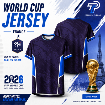 World Cup 2026 France Football Jersey Unisex Premium Microfiber Quick Dry Breathable Sports Shirt Futsal Gym Running Ready Stock Malaysia 007