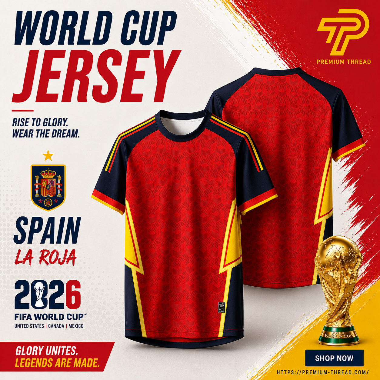 World Cup 2026 Spain Football Jersey Unisex Premium Microfiber Quick Dry Breathable Sports Shirt Futsal Gym Running Ready Stock Malaysia 008