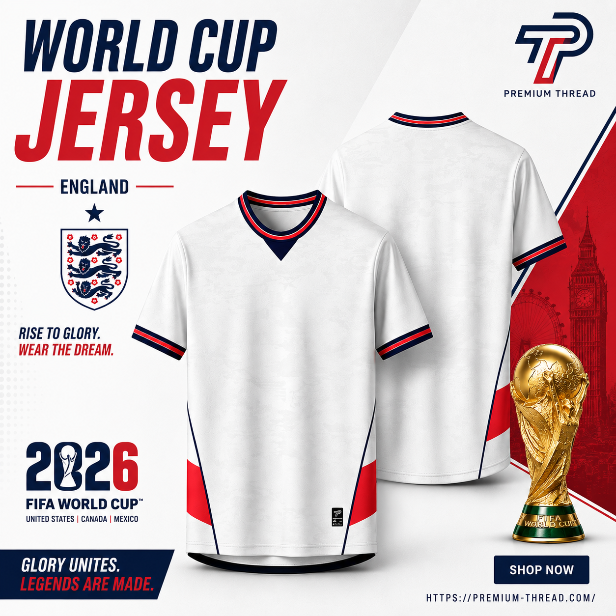 World Cup 2026 England Football Jersey Unisex Premium Microfiber Quick Dry Breathable Sports Shirt Futsal Gym Running Ready Stock Malaysia 004