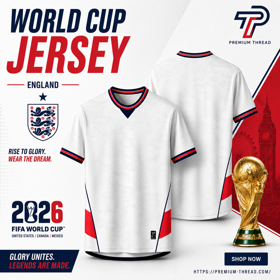 World Cup 2026 England Football Jersey Unisex Premium Microfiber Quick Dry Breathable Sports Shirt Futsal Gym Running Ready Stock Malaysia 004
